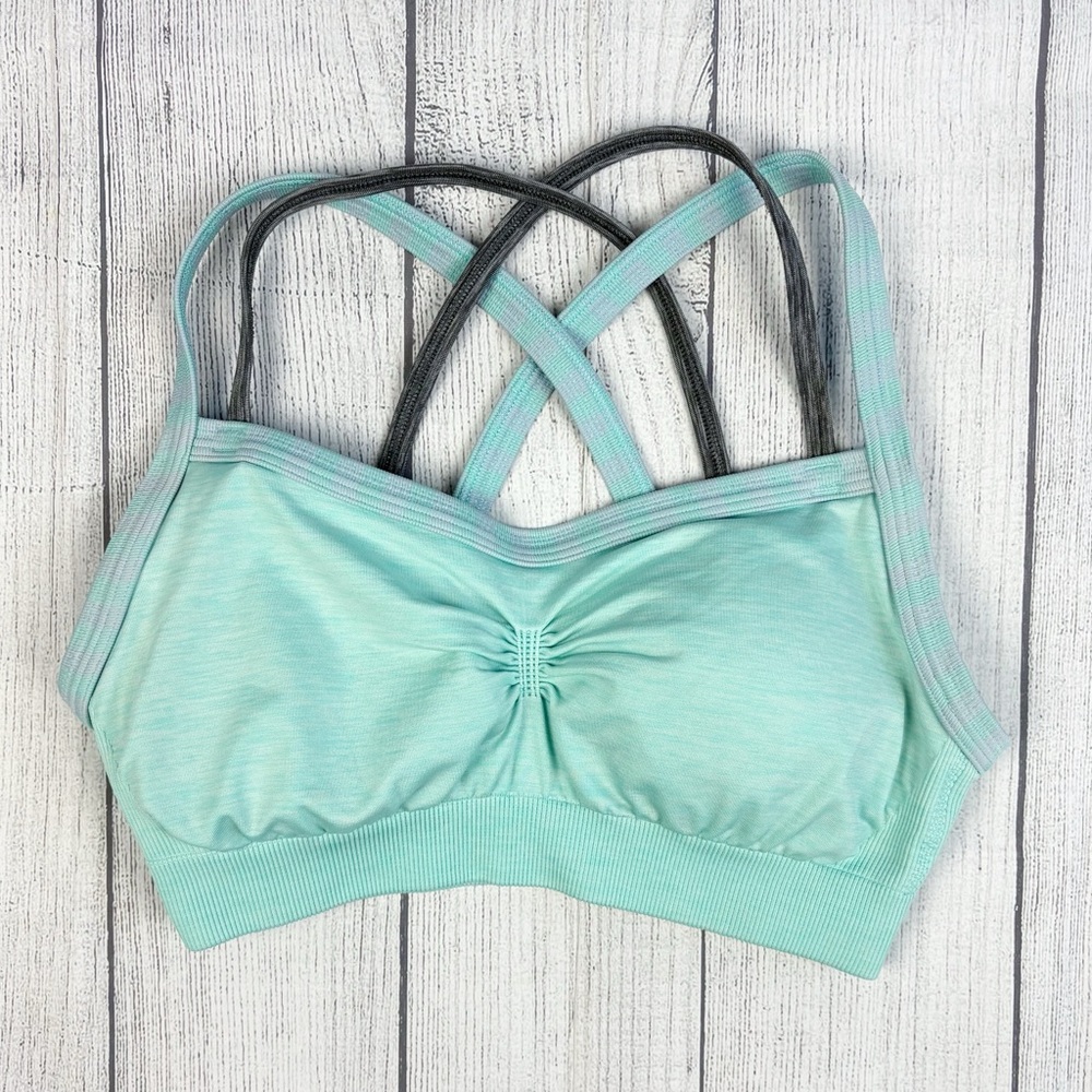 Calia by Carrie Underwood Seamless Padded Strapped Sports Bra Turquoise M